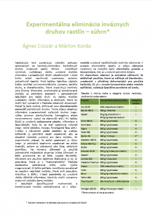 ROSALIA kézikönyvek 3. szlovák nyelvű összefoglalója: Experimentálna eliminácia inváznych druhov rastlín – súhrn